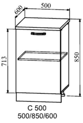 Кухня Манго шкаф нижний 850*500
