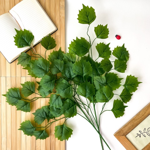 Осина, ветка искусственная, зеленая, 60 см, набор 2 шт.