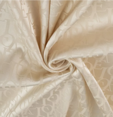 Атлас жаккард "Моар" буквы, 142 г/м2, ш. 150 см, бежевый