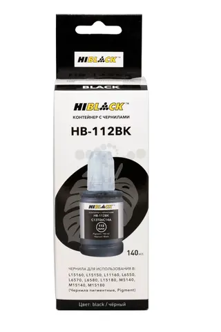 Контейнер с чернилами Hi-Black (HB-112) для Epson  L6550/6570, BK, pigm, 140ml