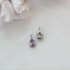 Подвеска Капля с сиреневым фианитом, 15*8 мм, родий, П422