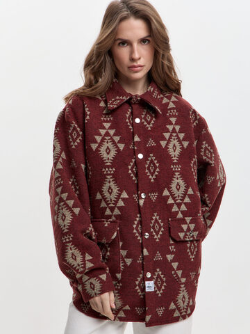 Рубашка Kefirmykifer в этностиле бордовая
