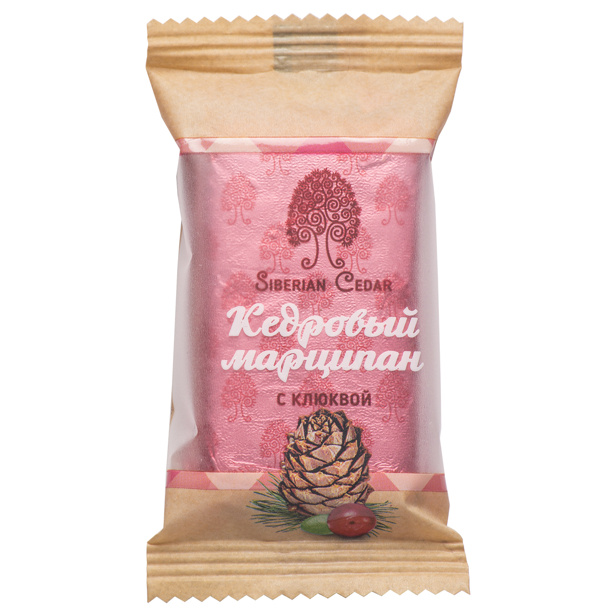 Конфеты Марципан кедровый с клюквой батончик Сибирский Кедр 40 г