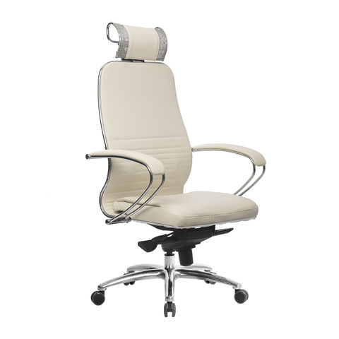Компьютерное кресло SAMURAI KL-2  (SAMURAI KL-2 Белый Лебедь (с подг)) - Кожа NewLeather - Белый Лебедь