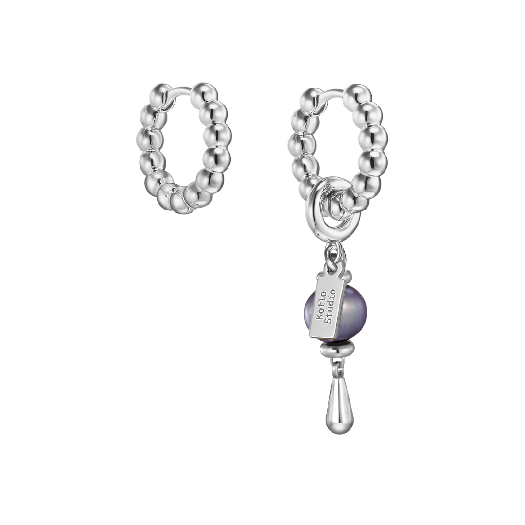 

Серьги Pearl Drop Silver-Black Earrings