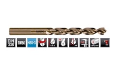 Сверло по металлу ц/х 10,0x133/87мм DIN338 h8 5xD HSS-G 130° TURBO Ruko 2146100(K)