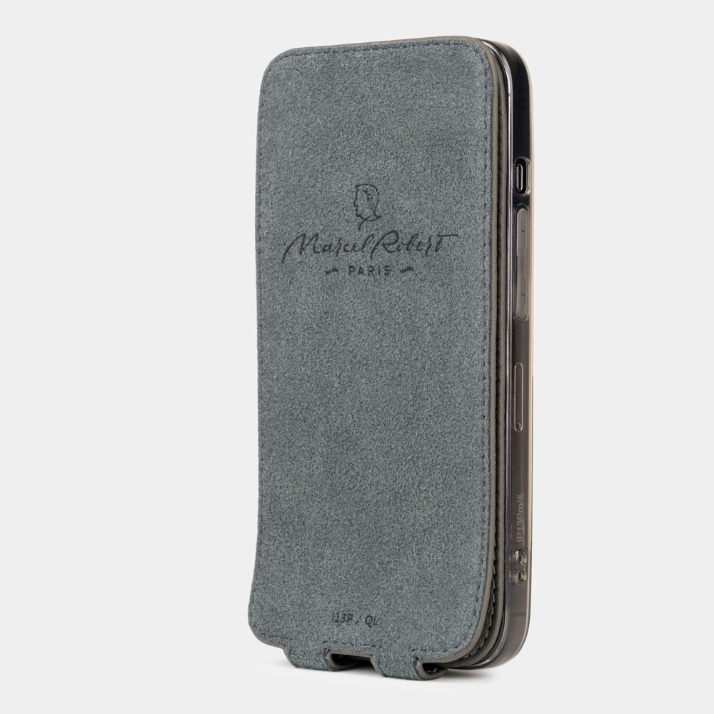 Чехол для iPhone 13 Pro Max из кожи теленка, цвета серого