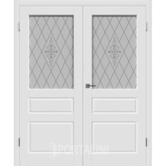 Купить Двустворчатая дверь эмаль VFD Chester Polar белая остеклённая