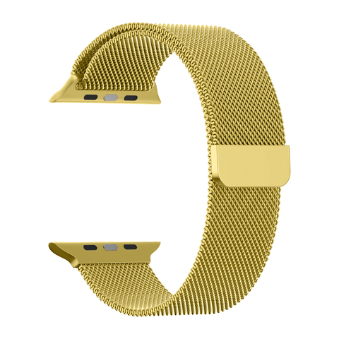 Металлический ремешок Миланская петля Milanese loop 38 мм / 40 мм / 41 мм для Apple Watch (Желтое золото)