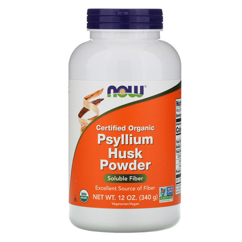 Now Foods, Сертифицированный органический порошок шелухи семян подорожника, 340 г (12 унций)