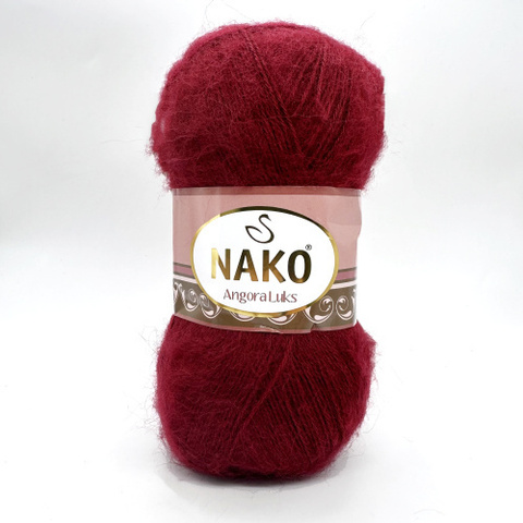 Пряжа Nako Angora Luks 1238 винный(уп. 5 мотков)