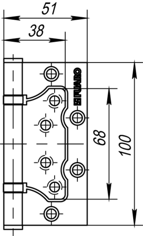 Петля универсальная без врезки 500-2BB 100x2,5 AC (медь)