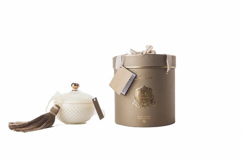 Свеча ароматическая 300г Cote Noire Cream Round Art Deco с декоративной кисточкой