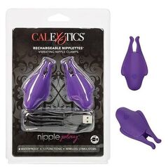 Фиолетовые виброзажимы для сосков Nipple Play Rechargeable Nipplettes - 