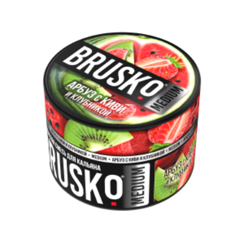 Бестабачная смесь для кальяна BRUSKO 50г MEDIUM - Арбуз с киви и клубникой