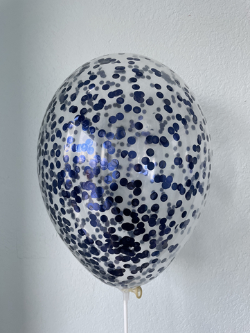 Шар с конфетти, темно-синий круг 0.5см 12"