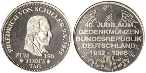 Настольная медаль Фридрих фон Шиллер. 40 мм. Пруф