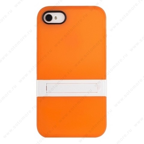 Накладка для iPhone 4s/ 4 с подставкой оранжевая