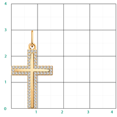 3266-Крестик с фианитами из золота 585 пробы