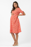 Платье для беременных 14648 коралл/принт мелкий цветочек