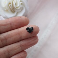 Подвеска Сердце с чёрным фианитом 10 мм, родий П092
