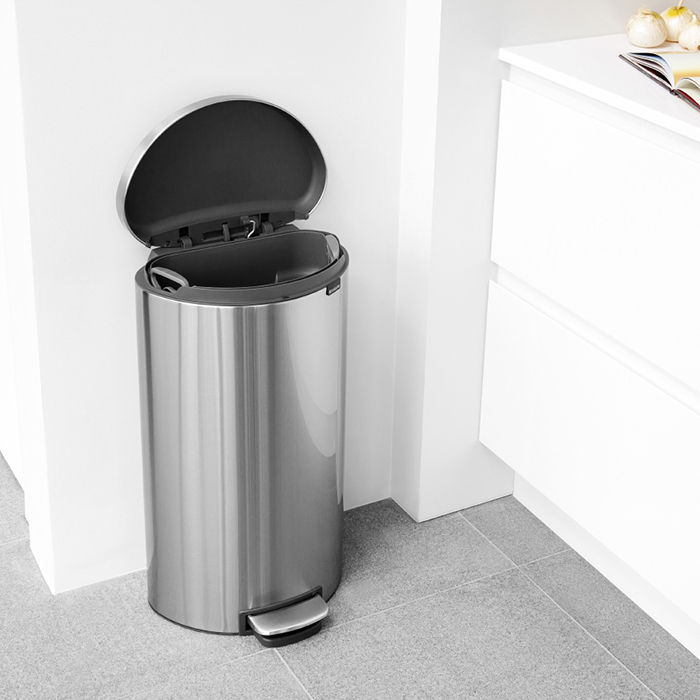 Мусорный бак FlatBack+ (30л), Стальной матовый (FPP), арт. 482007 - фото 5