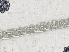 Тесьма декоративная вышивка стеклярус, ш. 2,5 см, белый