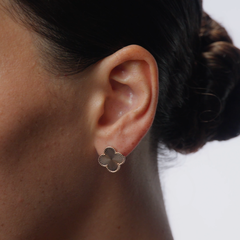 Серьги Trendy Gold клевер с алмазными гранями (гильоше) из золота 585 пробы