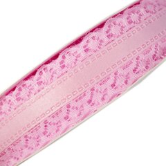 
          Декоративная лента капроновая ажурная для декора и флористики, 3 см, намотка 25 ярдов, розовый