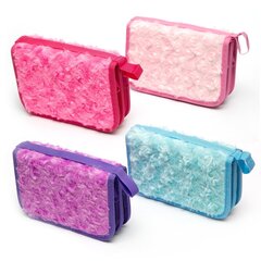 Пенал 2 отделения Alingar, искусственный мех, молния, 120 х 190 мм, "Fur roses", микс (розовый,голубой,фиолетовый,св-розовый)