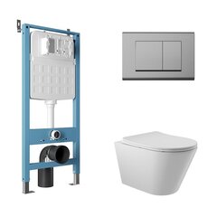Aqueduto AQDS101 AQD комплект: TECNICA Novo Система инсталляции для подвесного унитаза, QUADRADO Панель смыва, хром, CONE Унитаз подвесной 525*360 безободковый, сиденье с микролифтом, белый глянцевый фото