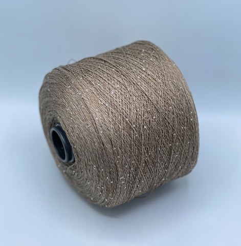 Бобинная пряжа, Linette Pailletes, 450м, 80% Лен, 20% Полиэстер(пайетка), Древесный мох+пайетка.37712