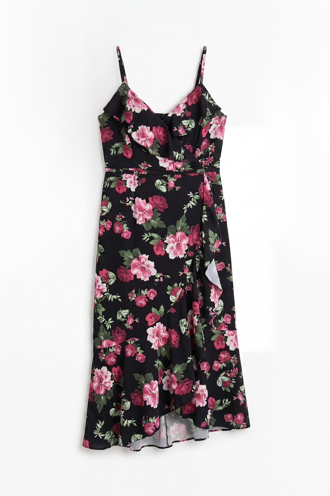 Сарафан на запах с воланами, цветочный принт