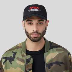 Бейсболка Alpha Industries Nasa Worm Logo Cap Black (Черная)