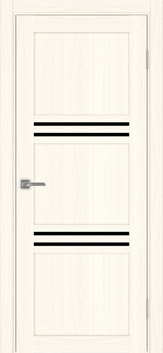 Дверь межкомнатная Оптима Порте Турин 553.12, цвет светлый ясень, экошпон, стекло лакобель черное