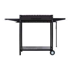 Мангал  1220x490x800 мм с 2-мя столиками, дровницей и кочергой на колесах, сталь 2 мм. BOYSCOUT