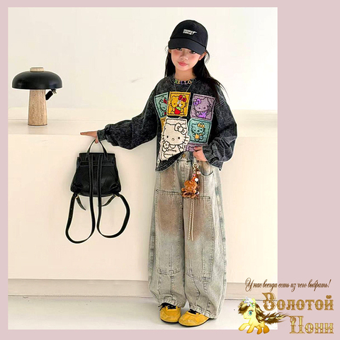 Джинсы девочке (7-12) 251205-GNK356