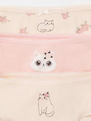 набор трусы/ уп  для девочки  К 1909-3уп/св.лосось,св.жемчуг,котики в цветах Ал