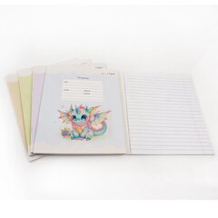 
          Тетрадь А5 12л., линия, Канц-Эксмо, скрепка, мелованная картон, выб. лак, "Дракончики", 5 дизайнов