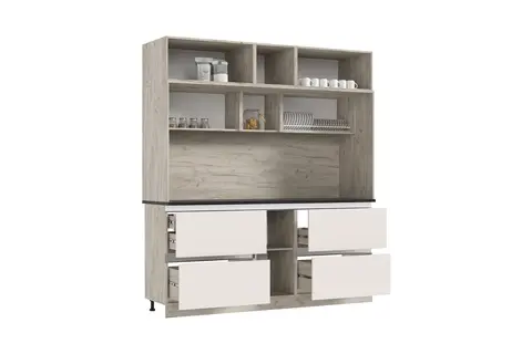 Кухня Карина Центральная секция 2000 (Дуб Крафт серый,Кашемир)