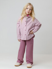 брюки  для девочки  КР 400786/темная орхидея к593