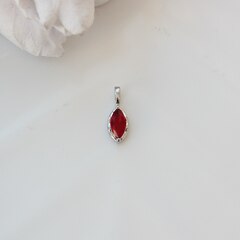 Подвеска Маркиз с красным фианитом, 14*5 мм, родий, П388