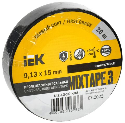 MIXTAPE BASIC Изолента 0,13х15мм черная 20м IEK