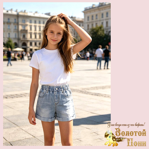 Шорты джинс/стразы д (6-12) 260424-HN-1858