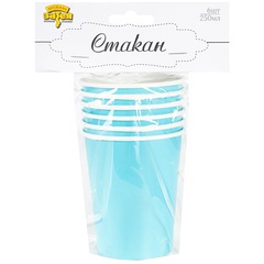 Стакан голубой 250мл 6шт