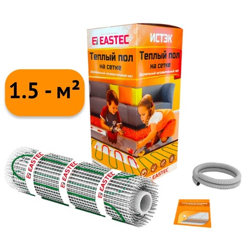 Электрический теплый пол под плитку. Нагревательный мат Eastec ECM - 1.5. (1.5 кв.м/240W). EASTEC ECM - 1,5