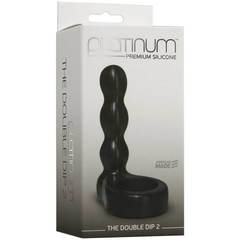 Черный анальный стимулятор с силиконовым кольцом Platinum Premium Silicone - The Double Dip 2 - Black - 