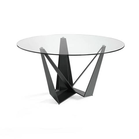 Стеклянный круглый стол c черными ножками CT2061 /1045 Ø140