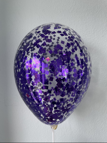 Шар с конфетти, фиолетовый квадрат 1см 12"