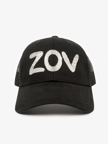 Бейсболка с сеткой «ZOV» чёрного цвета с вышивкой лого / Распродажа